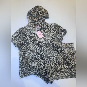 Juicy Couture Leopard Print Hoodie and Shorts Set